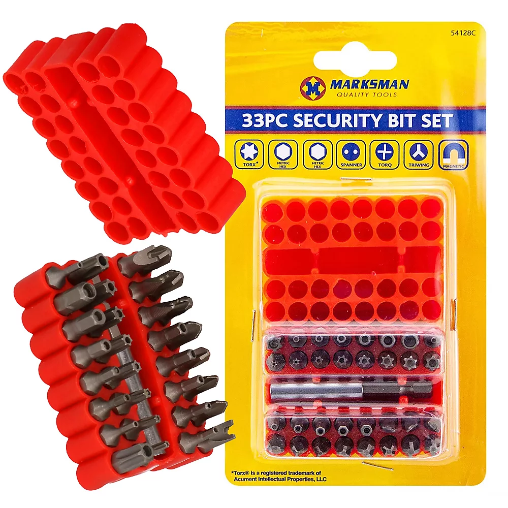 33pc-tamperproof-bit-set-screwdriver-torx-hex-security-magnetic-holder-star-25mm~5056316718684_01c_MP Marksman 33Pc 25mm Security Screwdriver Bit Set Tamper Proof Drill Bits - Image 1