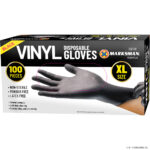 Marksman Black Vinyl Powder Free Disposable Gloves XL