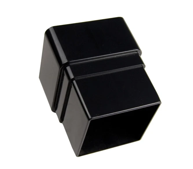 s-l1600 (21) Square Downpipe Socket Black Rainwater Pipe Connector - Image 1